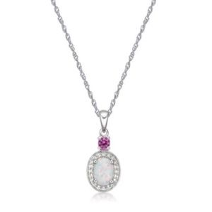 Opal and Pink & White Sapphire Necklace